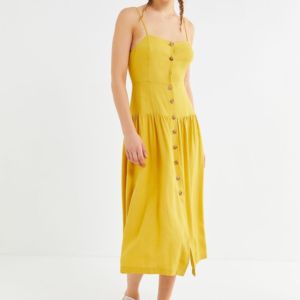 Urban Outfitters Button-Down Drop Waist Midi Dress